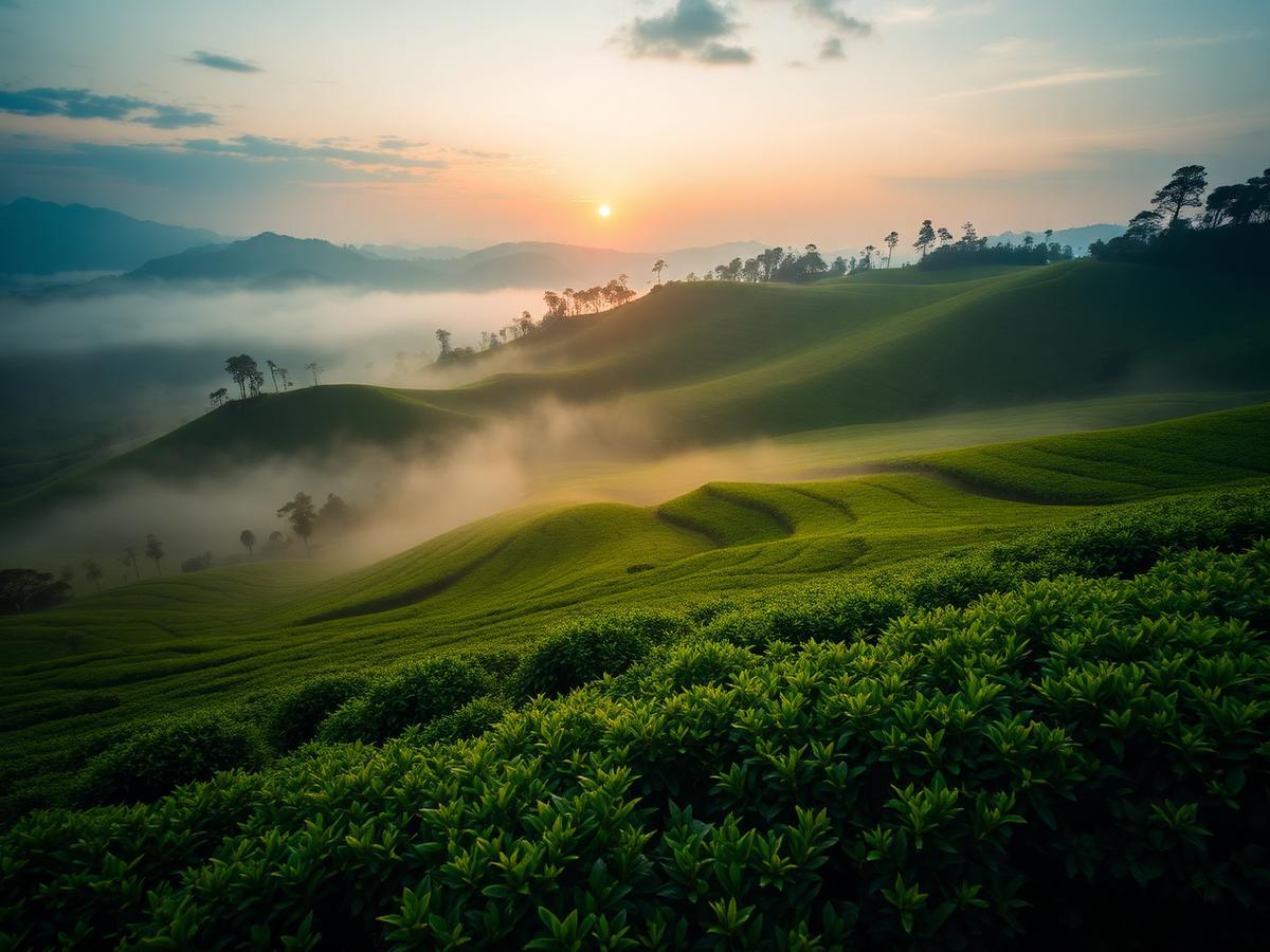Tea hills at sunrise